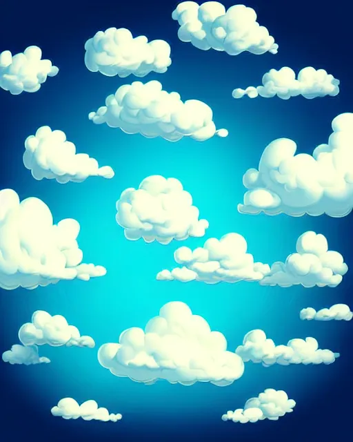 Image similar to realistic clouds illustration, vector art, midday, digital art, trending on artstation, gradient colors, fisheye perspective