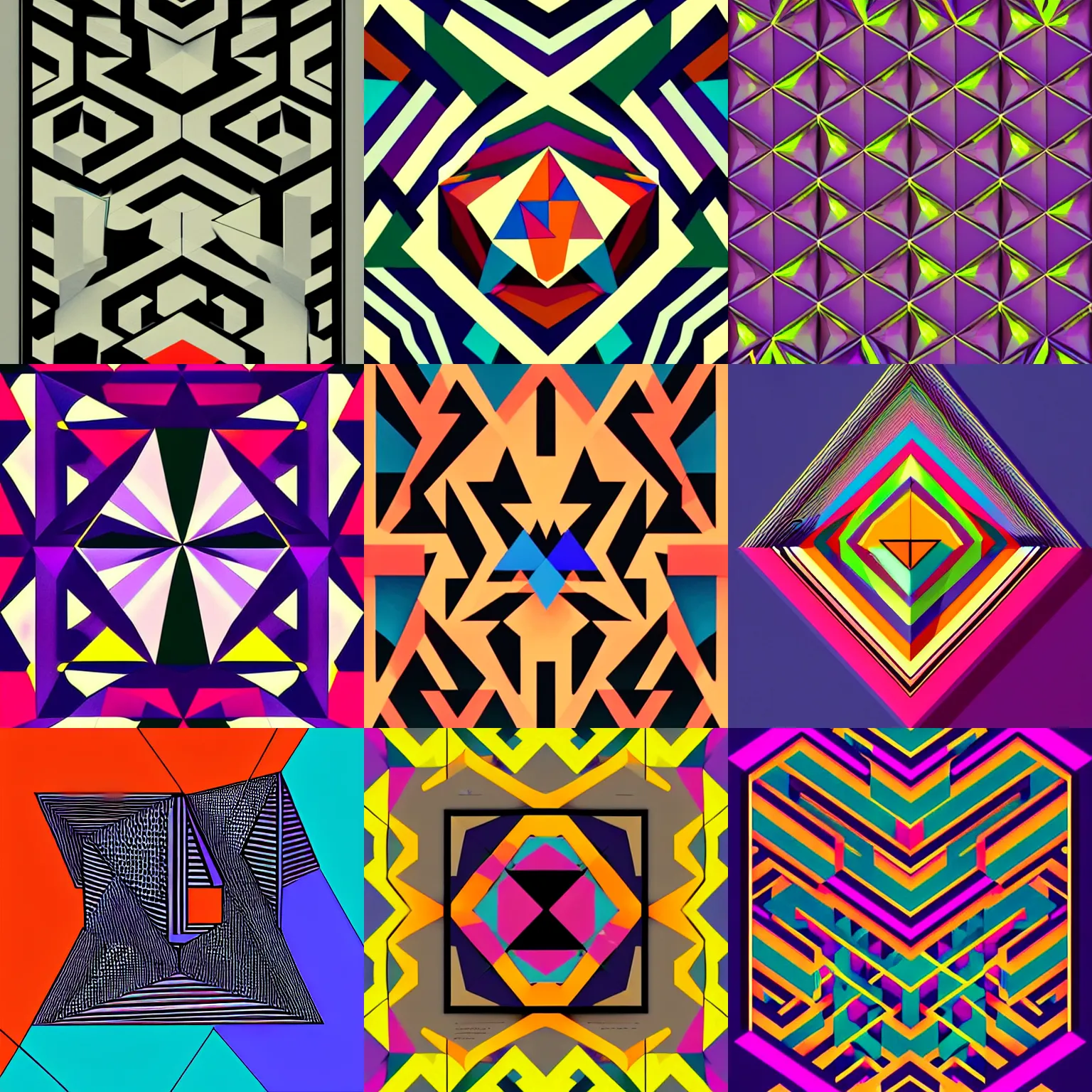 Prompt: 9 0 s geometrical pattern style illustration, triangle, cube, arcade, amiga, rotating objects, duotone, poltergeist, lets get weird, intricate, elegant, highly detailed, digital painting, artstation, smooth, sharp focus, art by mondo, julian del rey and greg rutkowski, david la chapelle