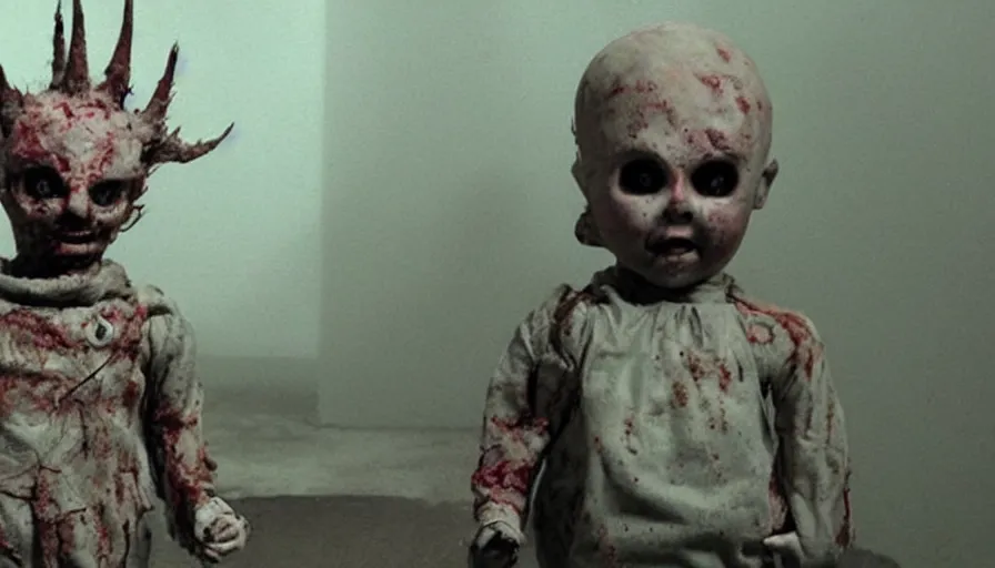 Prompt: big budget horror movie about an evil killer doll kaiju