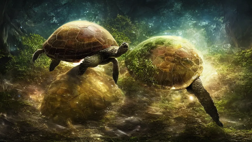 Prompt: the world turtle carrying earth on his back as it floats through space, shell made up of earth, forest shell, fantasy artwork, very very very beautiful scenery, hd, hdr, ue5, ue6, unreal engine 5, cinematic 4k wallpaper, 8k, ultra detailed, high resolution, artstation, award winning