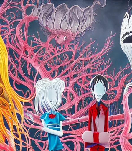 Prompt: Tim Burton style High School DxD by Alex Pardee and Nekro and Petros Afshar, and James McDermott,unstirred paint, vivid color, cgsociety 4K