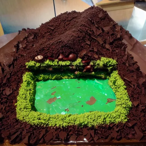 Prompt: a landscape made of chocolate