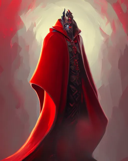 Image similar to painting of a wicked cool baron in a red cloak, fantasy, artstation, cgsociety, ultra high detail, stylized, centered