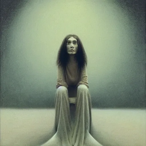 Prompt: a woman posing, by Zdzislaw Beksinski and Marat Safin