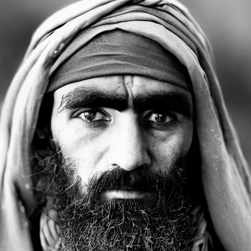 Prompt: vince mahon as a member of the taliban, war photo, close up, gritty, award winning photo, 8 k extreme detail, sharp focus,