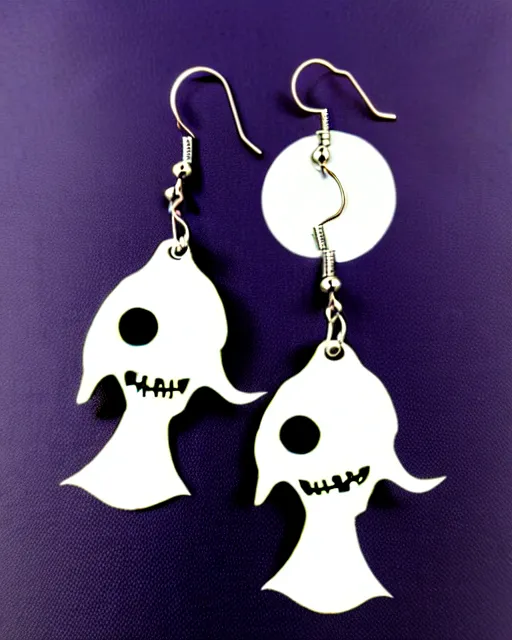 Image similar to tim burton spooky monster, 2 d lasercut earrings,