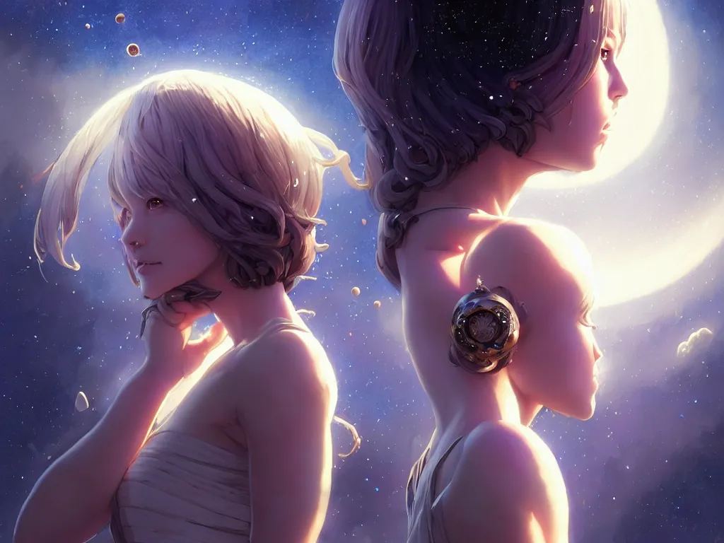 Prompt: a girl wearing a dress made of milky way with outer gods, conquest the earth, occlusion shadow, specular reflection, rim light, unreal engine, artgerm, artstation, art by hiroaki samura and ilya kuvshinov and ossdraws, intricate, highly detailed 8 k, fantasy illustration, extremely beautiful and aesthetic shape of face and body