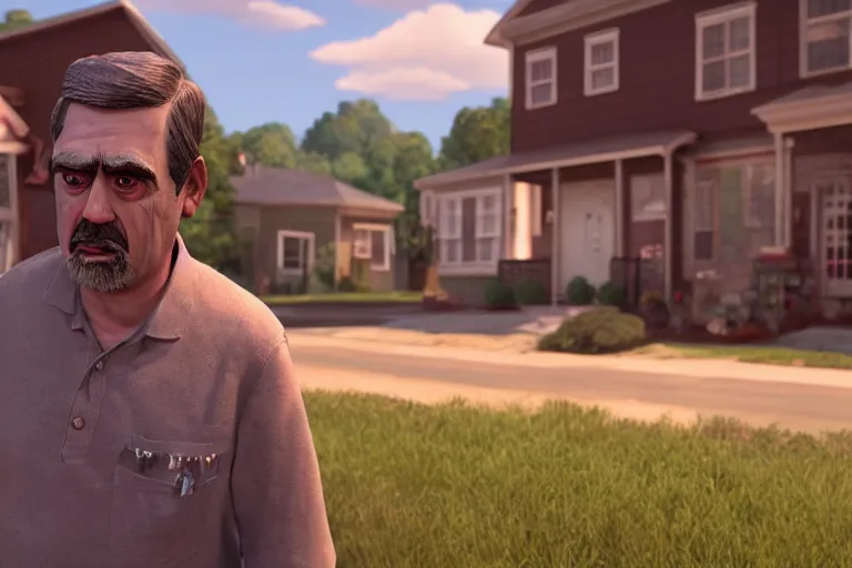 Image similar to hello neighbor the video game as a tv show, movie still, from the newest walking dead tv series, 8 k, hd, cinematic lighting