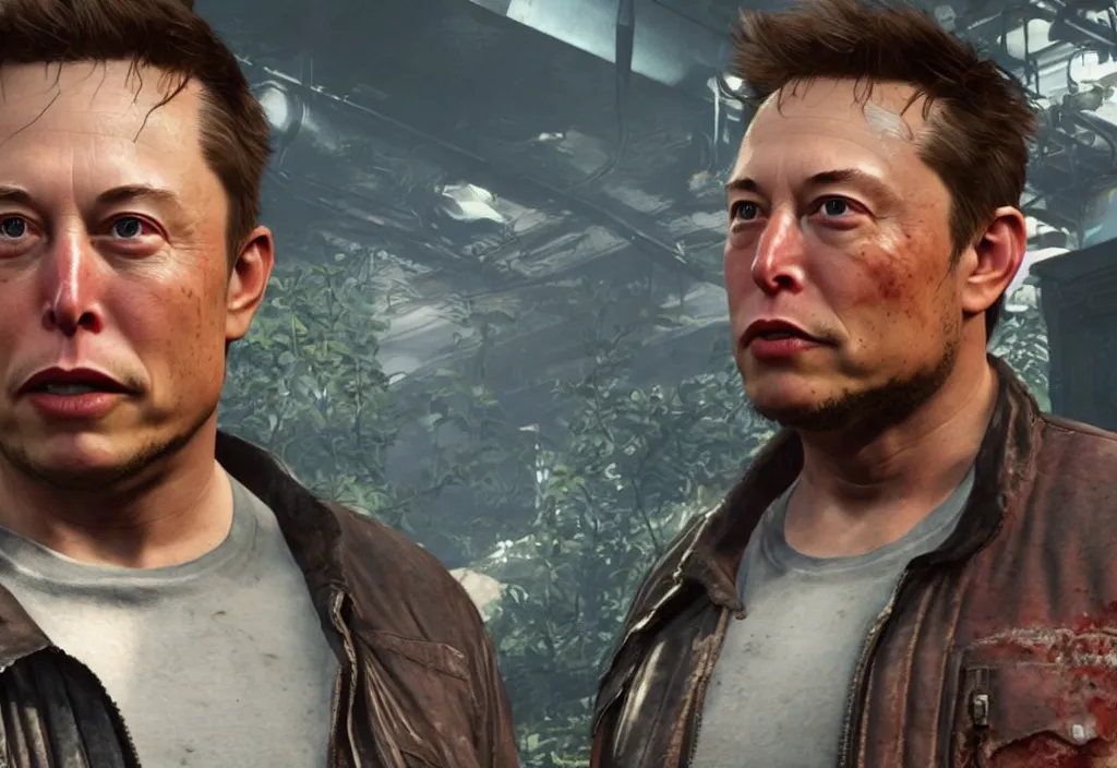 Image similar to a screenshot of elon musk in the video game in the last of us. close up, 3 d rendering. unreal engine. amazing likeness. very detailed.