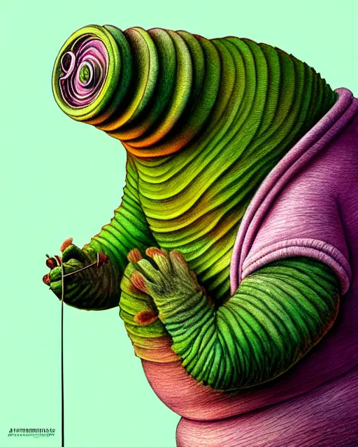 Image similar to richly detailed color illustration of a tardigrade-moss-piglet illustrated by Artgerm and Mina Petrovic and Timothy Kong and Marina Federovna. 3D shadowing