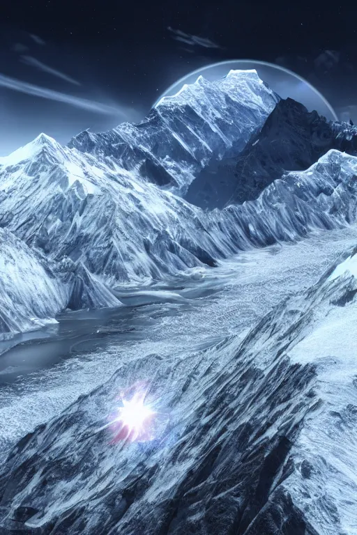 Prompt: The end of all existence in the universe, viewed from mount everest, digital artwork, 4k