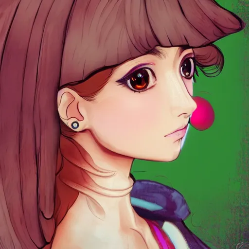 Image similar to beautiful little girl, profile picture, vintage fashion, highly detailed, reflection, 8 k, realistic artwork, hd, inspired by jojo bizarre adventure, 9 0 s anime art style, elegant, makeup