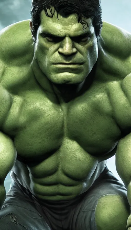 Prompt: :a portrait of HENRY CAVILL as Hulk+UNREAL ENGINE 5+4K UHD IMAGE+Stunning LIGHTING+Stunning SHADERS+SUBSTANCE PAINTER