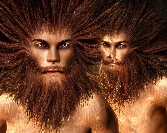 Image similar to glowing hair, beautiful hairy humanoids, civilizations, ornate hair, love, joy, vortexes, 8 k, cinematic light shadows, wet hdr refractions, *, * * *, * * * * *