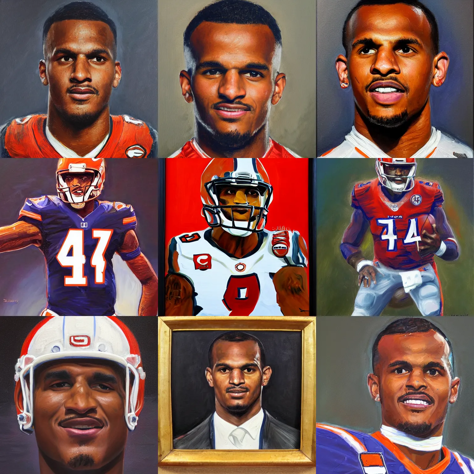 Prompt: facial portrait of browns qb deshaun watson, oil on canvas by william sidney mount
