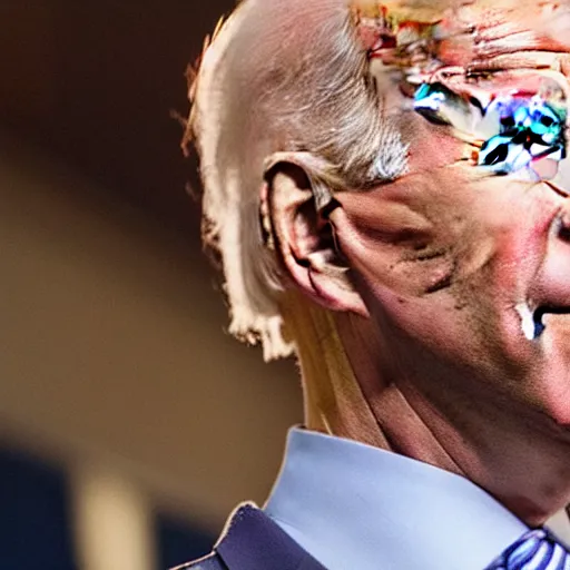 Image similar to closeup of Joe Biden with his tongue sticking out