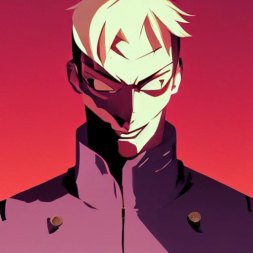 Image similar to face icon stylized minimalist trigun, loftis, cory behance hd by jesper ejsing, by rhads, makoto shinkai and lois van baarle, ilya kuvshinov, rossdraws global illumination