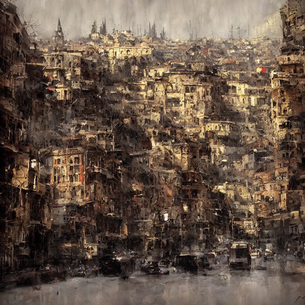 Image similar to tbilisi painted by jeremy mann