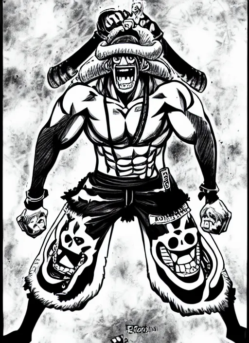 Image similar to dwayne johnson as character in one piece manga, sketch by eiichiro oda