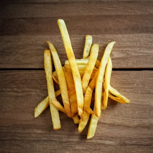 Image similar to photo of [ a single salted french fry chip ] shaped like that looks like stephen fry as a pixar character hybrid intercross mix cinematic lighting