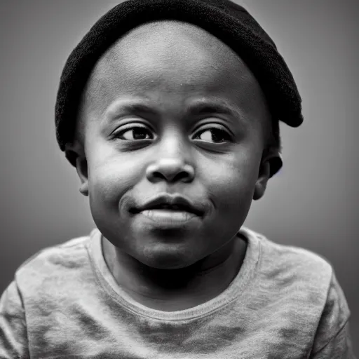 Image similar to the face of young juice wrld at 1 years old, black and white portrait by julia cameron, chiaroscuro lighting, shallow depth of field, 8 0 mm, f 1. 8