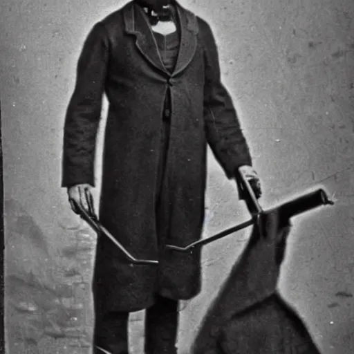 Image similar to victorian era photograph of gordon freeman, half - life 2, scientist, hev suit