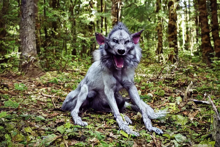 Image similar to !! werecreature canine, photograph captured in the woods