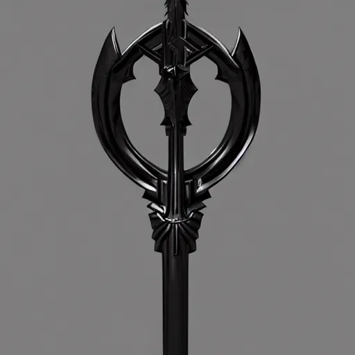 Image similar to a black sword skull crest, sharp tip, ornament, weapon, a 3 d render by dom qwek, studio lighting, front side view sheet, trending on polycount, artstation, hard surface modeling, rendered in maya, 3 ds max, blender, artstation hd, vray