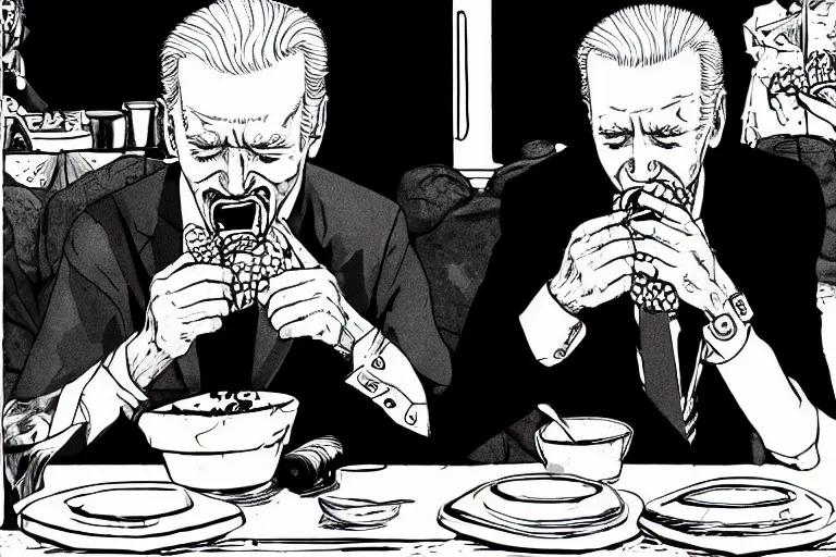 Image similar to Biden eating ice cream, Junji Ito