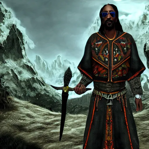 Image similar to snoop dogg in the elder scrolls skyrim