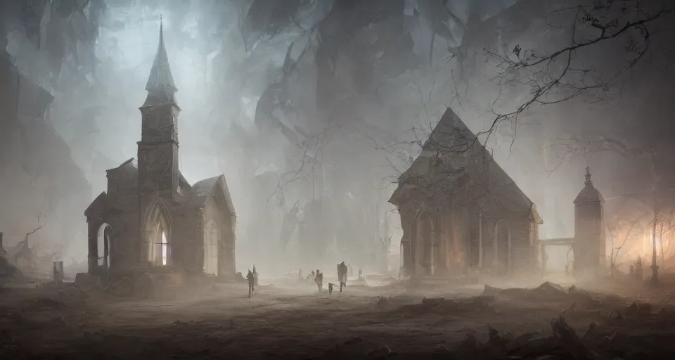 Prompt: Ghosts haunting an old forgotten church, photorealistic, by Noah Bradley, Darek Zabrocki,, James Paick, Natasha Tan, highly detailed, ultra detailed, ultra realistic, trending on artstation