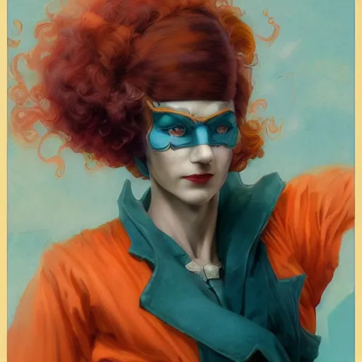 Image similar to beautiful fantasy character portrait of a hero in the 1 9 2 0 s, wearing 1 9 2 0 s cloth hair, coloured in teal and orange, muted colours, by peter mohrbacher, hajime sorayama, wayne barlowe, boris vallejo, aaron horkey, gaston bussiere, craig mullins