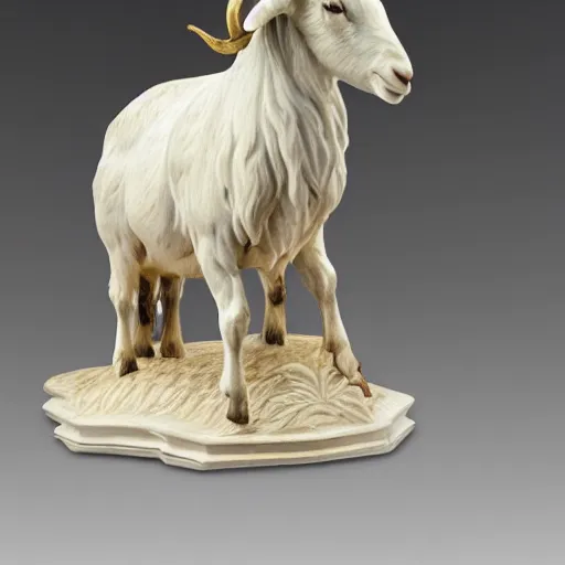 Image similar to goat of mendes rococo statue, highly detailed masterwork, hyperrealistic, beautiful lighting,