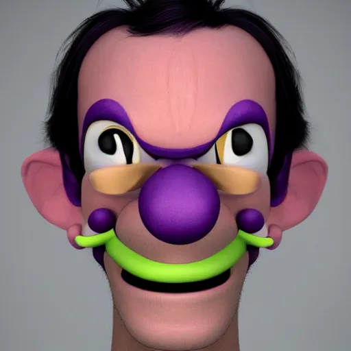 Image similar to stunning award winning hyperrealistic hdr 8 k highly detailed portrait photo of waluigi as a real human