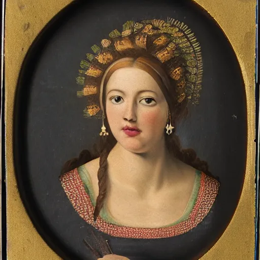 Image similar to realistic portrait of a female surrounded by greek architectural ornaments