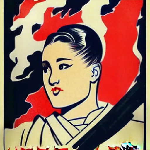 Image similar to how will we capture famous actor Ariana Grande? he is is causing trouble in this region. How do we stop him? NO Ariana GrandeS ALLOWED. Ariana Grande is the subject of this ukiyo-e hellfire eternal damnation catholic strict propaganda poster rules religious. WE RULE WITH AN IRON FIST. mussolini. Dictatorship. Fear. 1940s propaganda poster. 1950s propaganda poster. 1960s propaganda poster. WAR WAR WAR, ANTI Ariana Grande. 🚫 🚫 Ariana Grande. POPE. art by joe mugnaini. art by dmitry moor. Art by Alfred Leete.