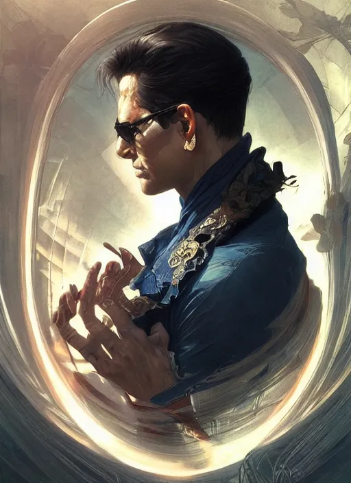 Prompt: a beautiful illustration of a johnny cage, intricate, sharp focus, illustration, highly detailed, digital painting, concept art, matte, art by wlop and artgerm and greg rutkowski and alphonse mucha, masterpiece