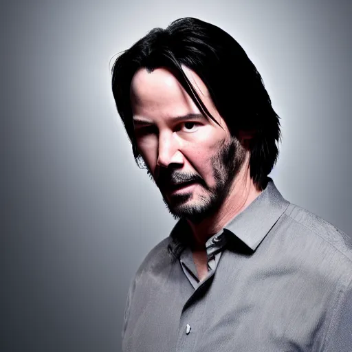 Prompt: a still of Keanu Reeves ,studio lighting, mood, 4K. Profession photography