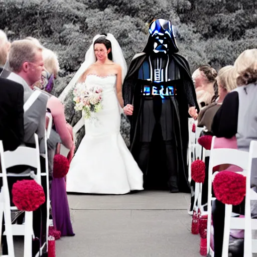 Prompt: Darth Vaders wedding ceremony