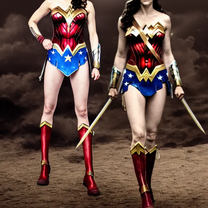 Prompt: professional full length photograph of alexandra daddario as wonder woman. Extremely detailed. 8k