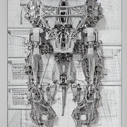Image similar to A concept of a detailed and intricate design of a mechanical deconstructor 3d design, great finesse organic hyper detailed, engineering blueprints, technical drawings, calculus, stained paper