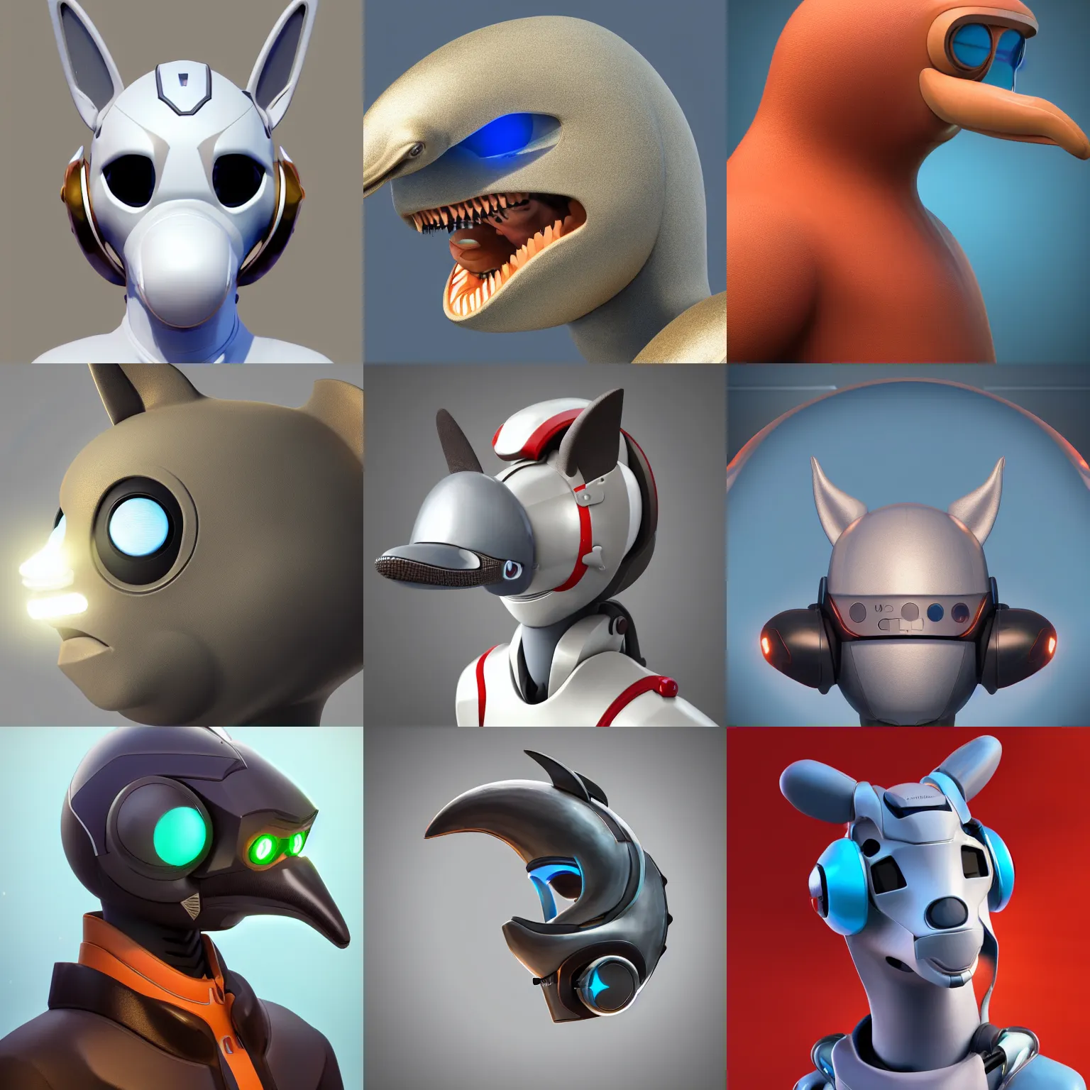 Prompt: furry anthropomorphic art, bust profile picture of a male robotic anthro dolphin, visor screen covering eyes, round shapes, commission on furaffinity, cgsociety, octane render, subnautica