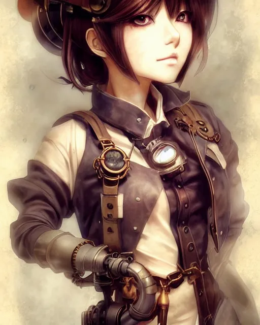 Image similar to portrait Anime Girl steampunk cute-fine-face, pretty face, realistic shaded Perfect face, fine details. Anime. Bioshock steampunk realistic shaded lighting by katsuhiro otomo ghost-in-the-shell, magali villeneuve, artgerm, rutkowski Jeremy Lipkin and Giuseppe Dangelico Pino and Michael Garmash and Rob Rey