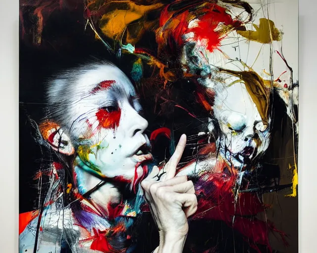 Image similar to portrait, of a form of madness, elegant, a brutalist designed, rich deep vivid colours, brush strokes!, painted by francis bacon, michal mraz, adrian ghenie, nicola samori, james jean!!! and petra cortright, part by gerhard richter, part by takato yamamoto. 8 k masterpiece.