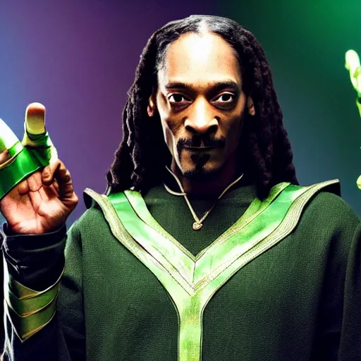 Image similar to film still of Snoop Dogg as Loki in the new Avengers film