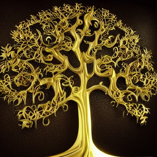 Image similar to gold filigree tree of life magical realism fantasy detailed paitning 8k 3d