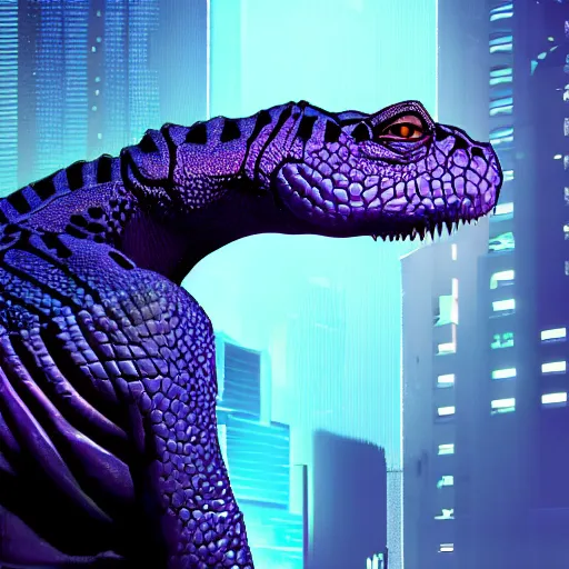 Prompt: cyberpunk purplealligator profile picture