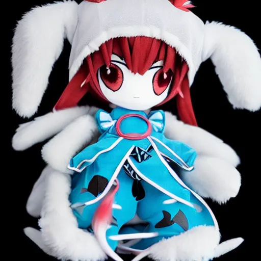 Prompt: cute fumo plush of the mysterious girl who wears a possessed tribal mask, anime girl villain