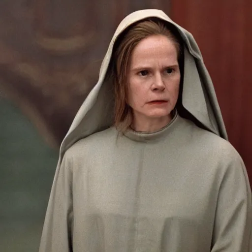 Prompt: Still of Amy Coney Barrett in The Handmaid’s Tale (1990)