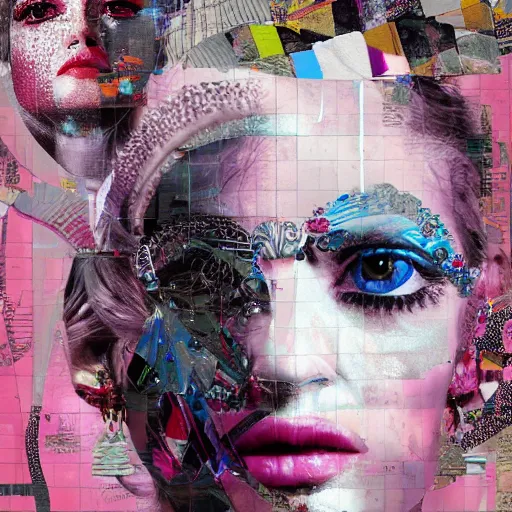 Image similar to roman goddess, contemporary collage, highly detailed, digital painting, 4 k, hdr, punk, fashion, smooth, sharp focus, art by nick knight, sandra chevrier and john hoyland